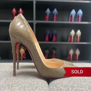 Christian Louboutin So Kate 120, Olive Watersnake, EU38.5 (fits a US7.5 or US8)